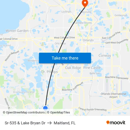 Sr-535 & Lake Bryan Dr to Maitland, FL map