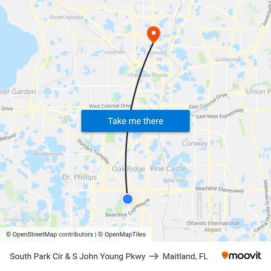South Park Cir & S John Young Pkwy to Maitland, FL map