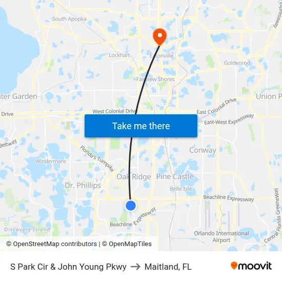 S Park Cir & John Young Pkwy to Maitland, FL map