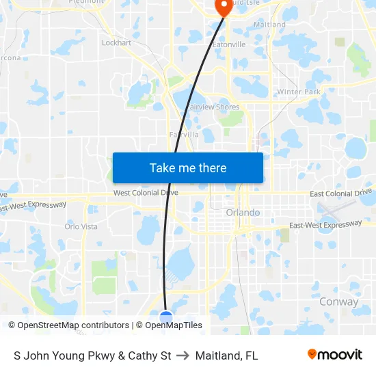 S John Young Pkwy & Cathy St to Maitland, FL map