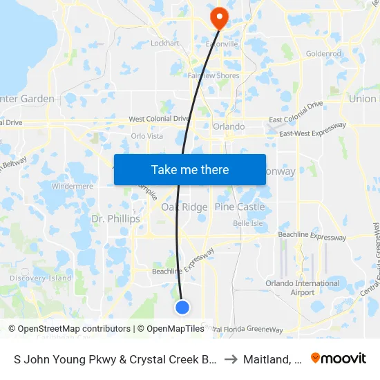 S John Young Pkwy & Crystal Creek Blvd to Maitland, FL map