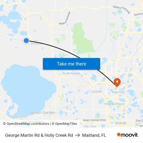 George Martin Rd & Holly Creek Rd to Maitland, FL map