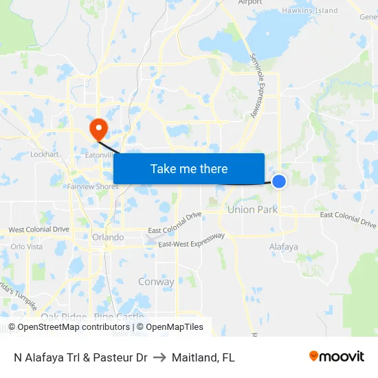 N Alafaya Trl & Pasteur Dr to Maitland, FL map
