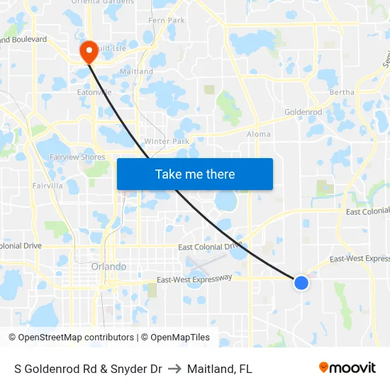 S Goldenrod Rd & Snyder Dr to Maitland, FL map