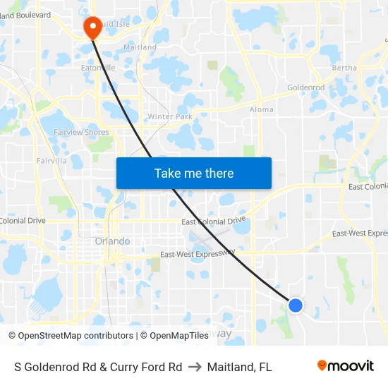 S Goldenrod Rd & Curry Ford Rd to Maitland, FL map