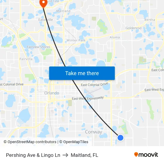 Pershing Ave & Lingo Ln to Maitland, FL map