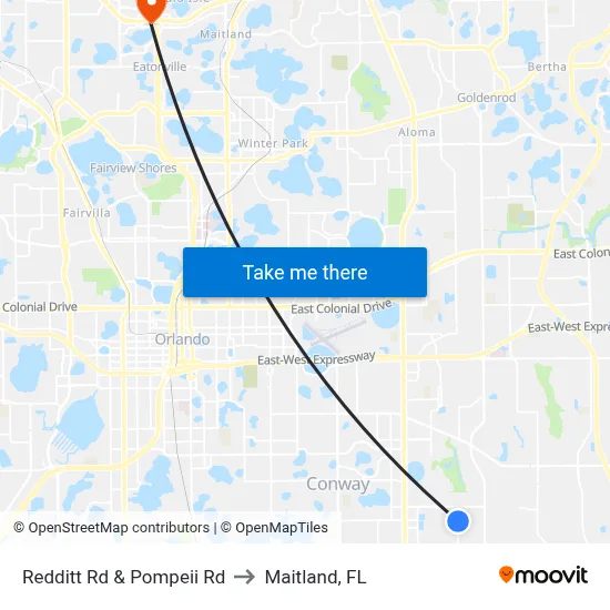Redditt Rd & Pompeii Rd to Maitland, FL map