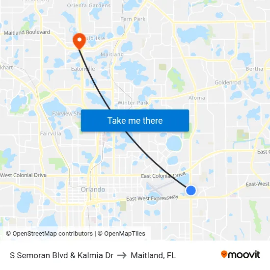 S Semoran Blvd & Kalmia Dr to Maitland, FL map