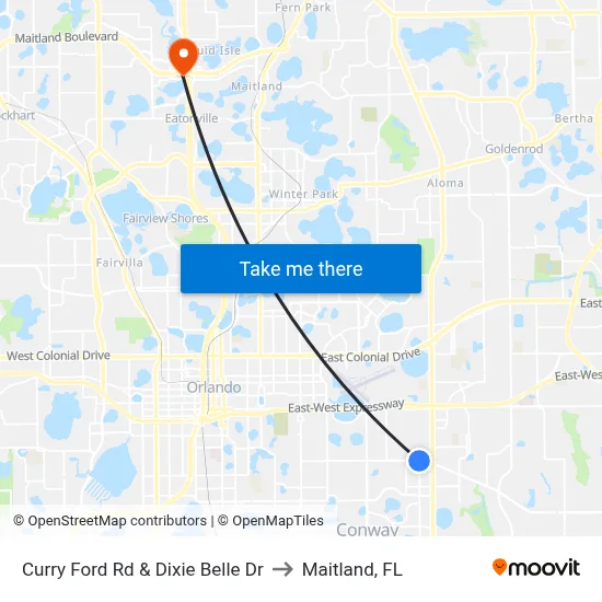 Curry Ford Rd & Dixie Belle Dr to Maitland, FL map