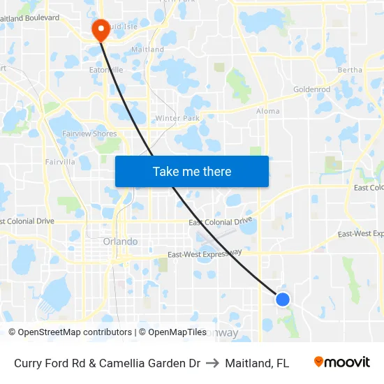 Curry Ford Rd & Camellia Garden Dr to Maitland, FL map