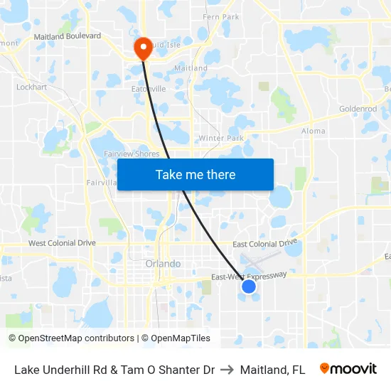 Lake Underhill Rd & Tam O Shanter Dr to Maitland, FL map