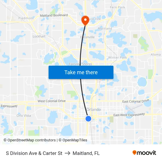 S Division Ave & Carter St to Maitland, FL map