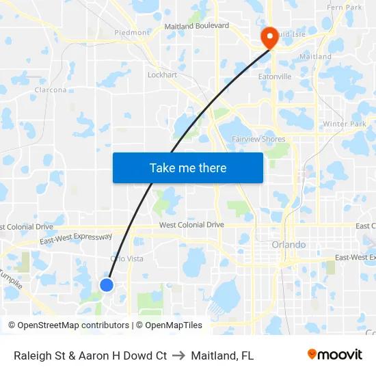 Raleigh St & Aaron H Dowd Ct to Maitland, FL map