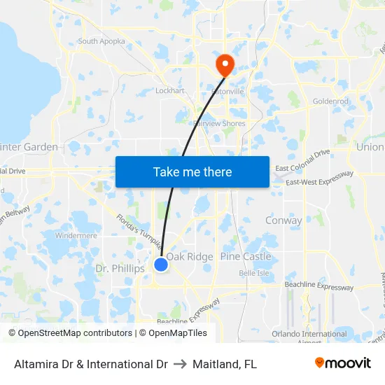 Altamira Dr & International Dr to Maitland, FL map