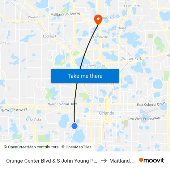 Orange Center Blvd & S John Young Pkwy to Maitland, FL map
