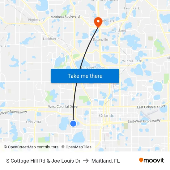 S Cottage Hill Rd & Joe Louis Dr to Maitland, FL map