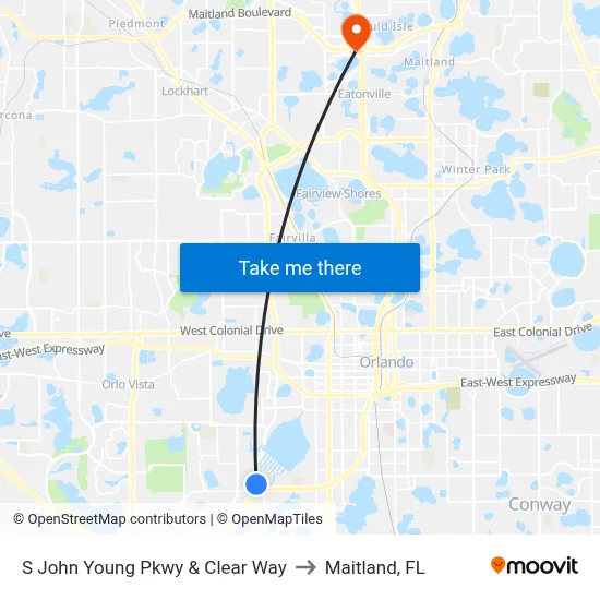 S John Young Pkwy & Clear Way to Maitland, FL map