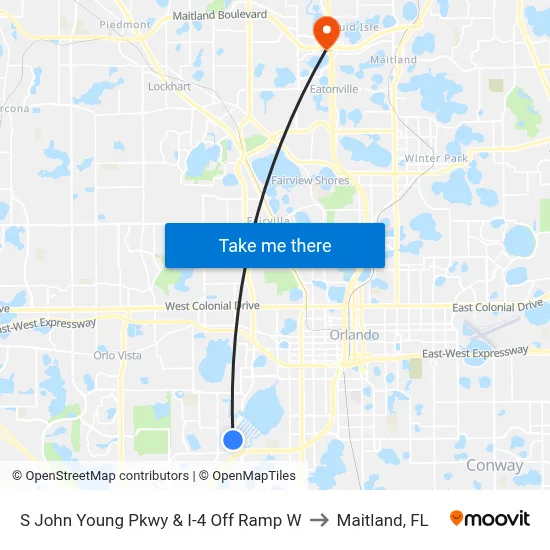 S John Young Pkwy & I-4 Off Ramp W to Maitland, FL map