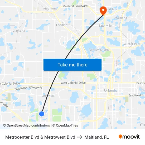 Metrocenter Blvd & Metrowest Blvd to Maitland, FL map