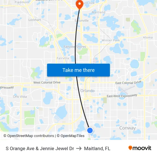 S Orange Ave & Jennie Jewel Dr to Maitland, FL map