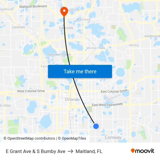 E Grant Ave & S Bumby Ave to Maitland, FL map
