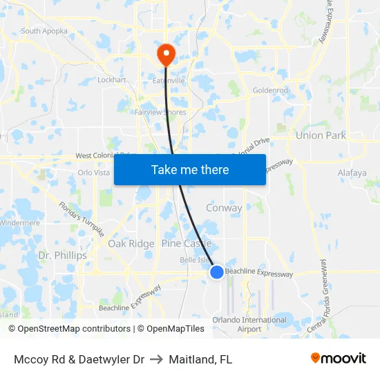 Mccoy Rd & Daetwyler Dr to Maitland, FL map