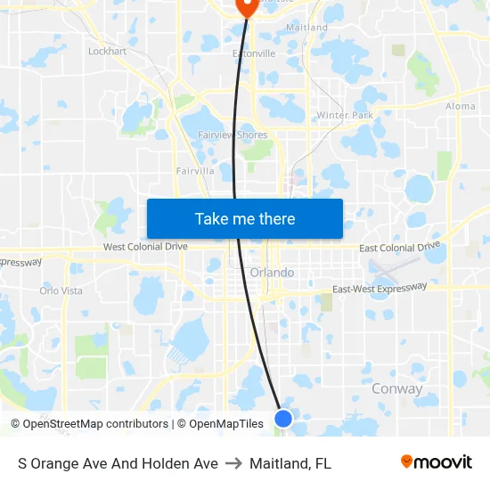 S Orange Ave And Holden Ave to Maitland, FL map