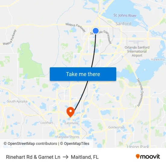 Rinehart Rd & Garnet Ln to Maitland, FL map
