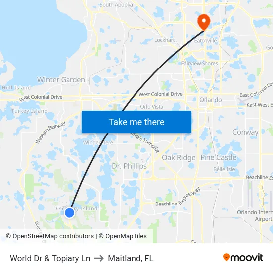World Dr & Topiary Ln to Maitland, FL map