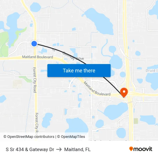 S Sr 434 & Gateway Dr to Maitland, FL map