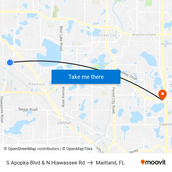 S Apopka Blvd & N Hiawassee Rd to Maitland, FL map