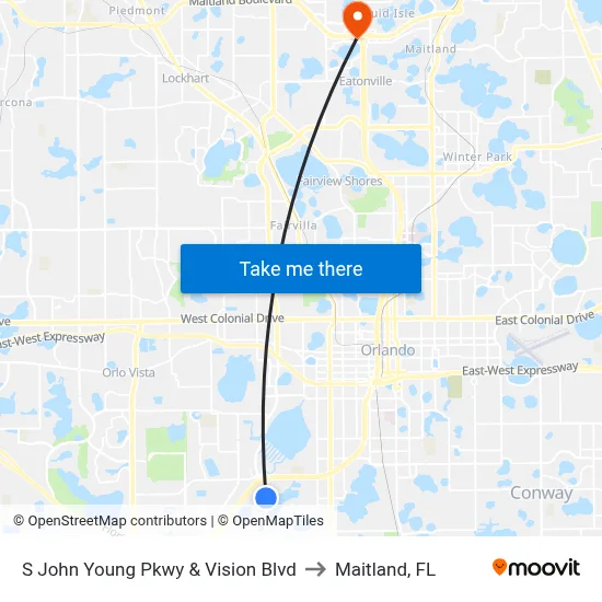 S John Young Pkwy & Vision Blvd to Maitland, FL map
