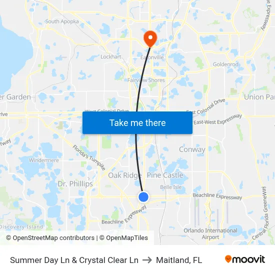 Summer Day Ln & Crystal Clear Ln to Maitland, FL map