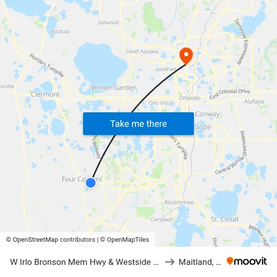 W Irlo Bronson Mem Hwy & Westside Blvd to Maitland, FL map