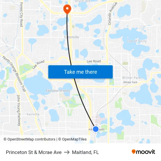 Princeton St & Mcrae Ave to Maitland, FL map