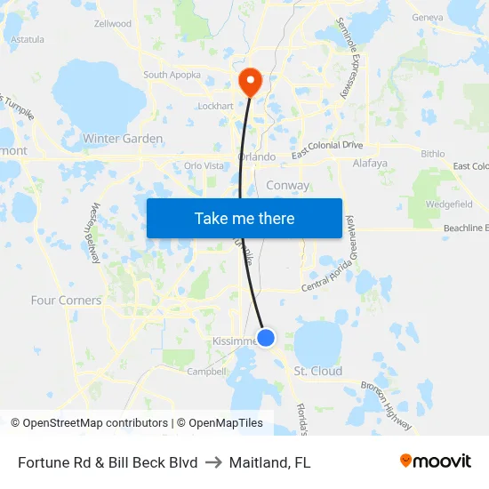 Fortune Rd & Bill Beck Blvd to Maitland, FL map
