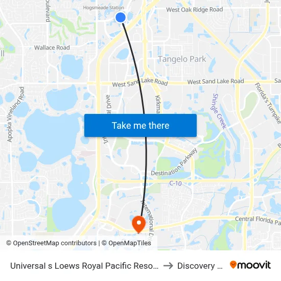Universal s Loews Royal Pacific Resort Orlando to Discovery Cove map