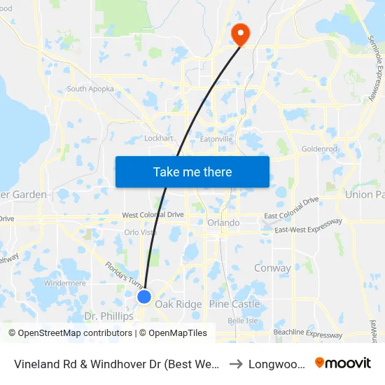 Vineland Rd & Windhover Dr (Best Western Plus) to Longwood, FL map