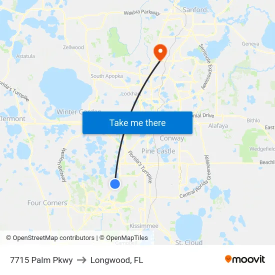 7715 Palm Pkwy to Longwood, FL map