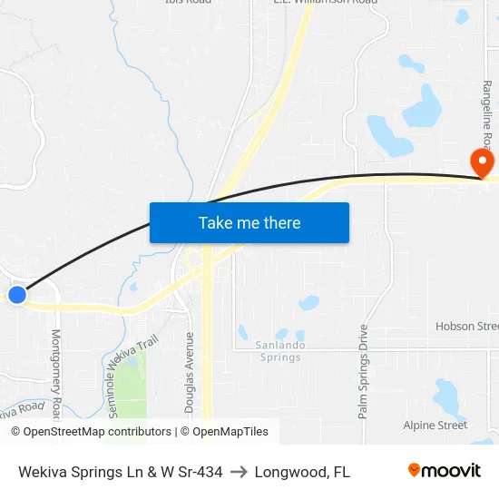 Wekiva Springs Ln & W Sr-434 to Longwood, FL map