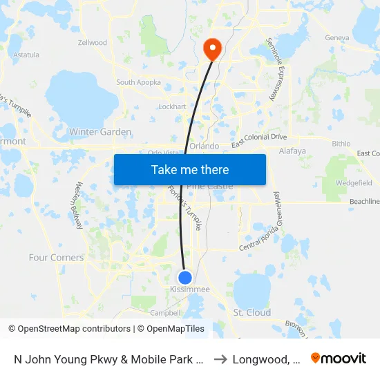 N John Young Pkwy & Mobile Park Ln to Longwood, FL map