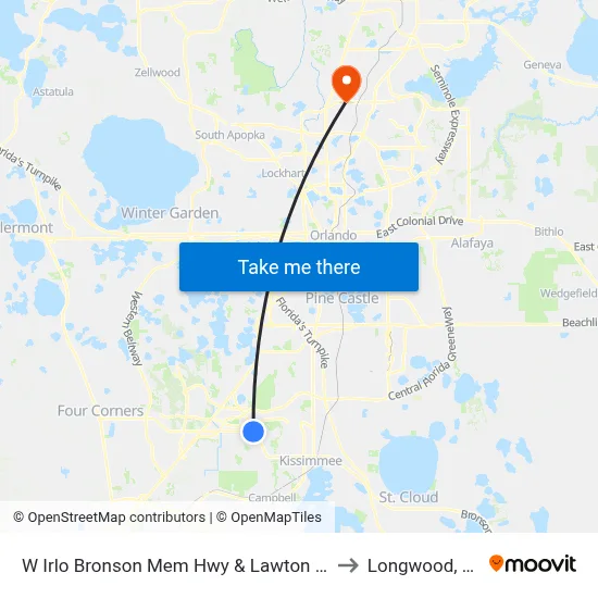 W Irlo Bronson Mem Hwy & Lawton Dr to Longwood, FL map