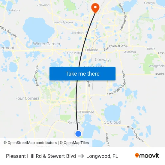Pleasant Hill Rd & Stewart Blvd to Longwood, FL map