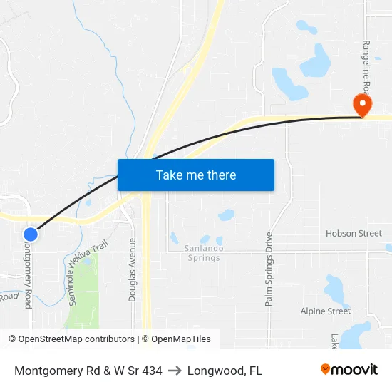 Montgomery Rd & W Sr 434 to Longwood, FL map
