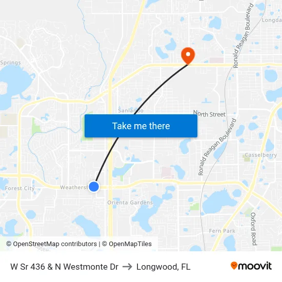 W Sr 436 & N Westmonte Dr to Longwood, FL map
