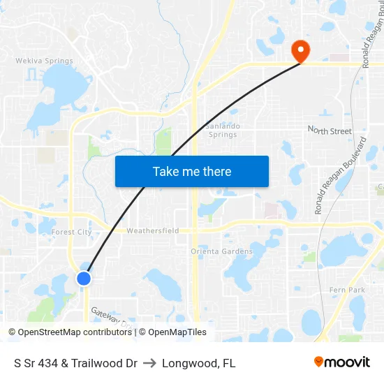 S Sr 434 & Trailwood Dr to Longwood, FL map
