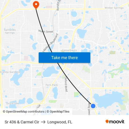 Sr 436 & Carmel Cir to Longwood, FL map