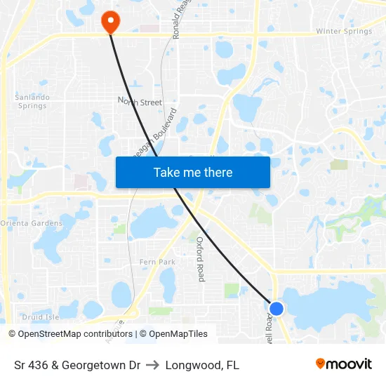 Sr 436 & Georgetown Dr to Longwood, FL map