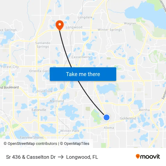 Sr 436 & Casselton Dr to Longwood, FL map