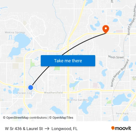 W Sr 436 & Laurel St to Longwood, FL map